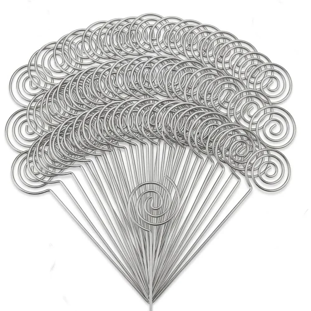 HOHIYA 50 Pack Metal Floral Card Holder Picks 5
